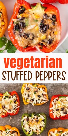 vegetarian stuffed peppers with cheese and black olives