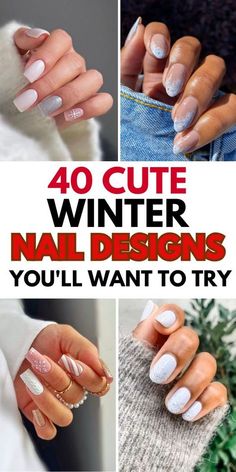 Simple Neutral Christmas Nails, Christmas Winter Nail Designs, Winter Nail Designs Christmas, Winter Nails Ideas Short, Christmas Winter Nails Gel, Gel Nail Designs Winter, Winter Nail Designs 2024, Winter Nail Ideas Gel, Winter Design Nails