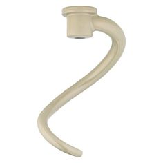 a white bathroom hook with a curved handle