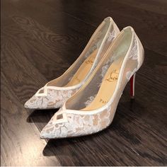 I Had To Postpone My Wedding And Decided On Different Shoes. Nwt. Comes With Dust Bag, And Box! Neoalto 85 Size 37.5 Fits Like A 7. Luxury Lace Heels With Pointed Toe, Luxury Lace Wedding Heels, Luxury Pointed Toe Heels For Reception, Cream Lace Heels For Formal Occasions, Lace Wedding Shoes With Pointed Toe, Formal Lace Wedding Shoes With Pointed Toe, Elegant Low Heel Lace Wedding Shoes, White Luxury Almond Toe Wedding Shoes, Luxury White Almond Toe Wedding Shoes