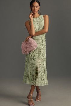 Polyester Zipper styling Hand wash Imported | Endless Rose Sleeveless Textured Midi Dress by Anthropologie in Green, Women's, Size: Small, Polyester Cocktail Dress Wedding, Lace Shift Dress, Silk Midi Dress, Green Midi Dress, Rose Dress, Women Wedding Guest Dresses, Guest Outfit, Flowy Dress, Floral Midi Dress