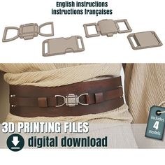 the instructions for how to make a belt with metal buckles and leather straps are shown