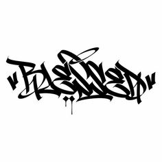 the word graffiti written in black ink on a white background