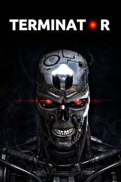 an image of a robot that is in the movie terminat or with red eyes