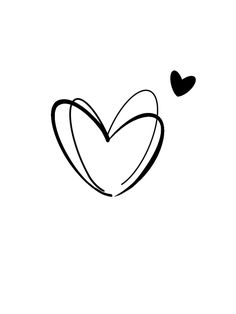 a black and white drawing of two hearts