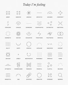 the different types of symbols are shown in this graphic design guide, which shows how to use