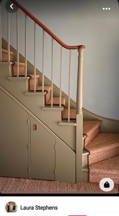 the stairs in this house have been painted beige