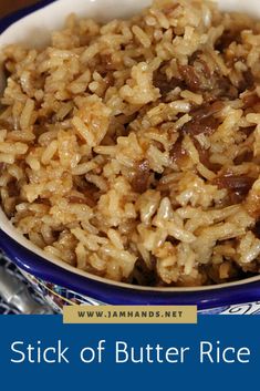 A simple recipe with big flavor – Rice is cooked with French onion soup, beef broth and butter to create this tasty side dish. Stick Of Butter Rice, Butter Rice, Side Recipes, Veggie Dishes, Rice Dishes