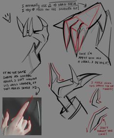 the hand is pointing at something in front of it, and there are instructions for how to draw an origami character