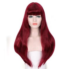 Hairstyle Long Straight Hair, Long Straight Hair With Bangs, Bangs Color, Straight Hair With Bangs, Hairstyle Long, Human Lace Wigs, Fashion Anime, Hair Supplies, Natural Wigs