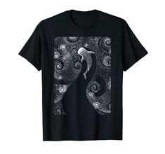 a black t - shirt with an image of a dolphin in the ocean and stars