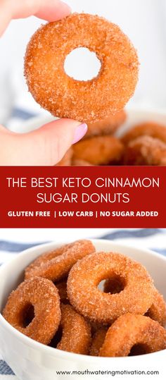 Keto Cinnamon Sugar Donuts. Soft, perfert chewy and sweet cinnamon sugar donuts. These make an AMAZING keto breakfast. You’d honestly never know these were keto! #ketodonuts #lowcarbdonuts #ketocinnamonsugardonuts #ketoalmondflourdonuts #ketodonutsrecipe Gd Recipes, Donuts Gluten Free, Keto Cinnamon, Fried Donuts, Keto Lasagna, Breakfast Keto