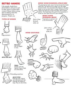 an instruction manual for how to draw hands