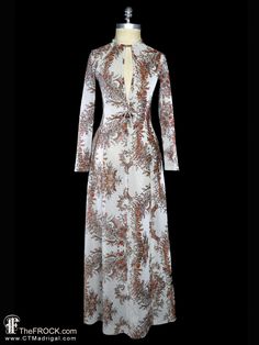 "BIG NEWS After 22 years, our website, TheFROCK.com, has had a makeover. Check out the new site, and join our mailing list for new arrivals.  Stunning 1960s/70s silver floral lurex maxi dress with an epic peekaboo décolleté. Rear zip. The jersey fabric has about 1\" of give, unstretched measures bust 34\", waist 27\", the length is 58\", and sleeve length is 23\".  Excellent condition.  Layaway is available. ALL DELIVERY DATES mentioned by Etsy are ESTIMATES, no delivery date or range is guarant Dior Dress, Vintage Fur, Big News, Mailing List, New Instagram, Dress Clothes For Women, Floral Flowers, Jersey Fabric, Nice Dresses