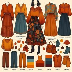 Mabon Celebration Outfit, Fae Outfit Aesthetic, Flowercore Outfit, Boho Autumn Outfits, Curvy Boho Fashion, Flowy Dress Pattern, Cottagecore Winter Outfits, Cottagecore Jacket, Fall Maxi Skirt