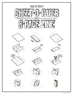 how to fold a sheet - o - paper into a 8 - page zine