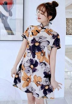 Modern Cheongsam, Cap Dress, Day Dress, China Fashion, Cheongsam, Mandarin Collar, Sewing Inspiration