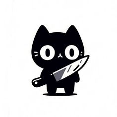 a black cat holding a knife in its paws