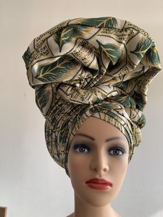 African autogele, ready to wear gele, African hat, traditional wedding hat... Already made head wear Easy to wear  Velcro at the back to make it fit all head sizes color; ivory, army green and gold African Hat, African Hair Wrap, African Hats, Wedding Hat, Head Wear, Wedding Hats, Church Outfits, African Hairstyles, Turbans