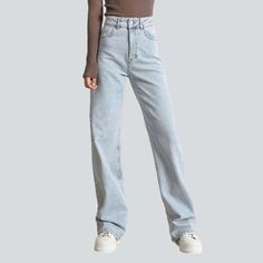 Feel the nostalgia of the Nineties in our 2023 Autumn Collection's high-waisted. straight women's jeans! This vintage-inspired piece is perfect for those who want to show off their bold. fashion-forward personality. Crafted with stonewashed denim and a zipper and button closure. these jeans offer a chic. timeless look with luxurious comfort.Distinctive Features: 90s Style: Step back into an iconic era with this vintage-inspired fashion statement. High-Waisted: Flaunt your figure with a classic. Trendy Non-stretch Straight Bottoms, Non-stretch Wide Leg Jeans For Streetwear, Trendy Baggy Full-length Jeans, Trendy High Waist Straight Fit Bottoms, Baggy High Rise Vintage Flare Jeans, Non-stretch Straight Leg Bottoms For Streetwear, Baggy Flare Jeans For Streetwear, Vintage High Rise Baggy Flare Jeans, Vintage High-rise Baggy Flare Jeans