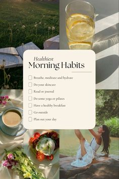 Morning Healthy Routine, Nutrition Post Ideas, 5am Club Routine, Morning Ritual Ideas, Rituals Aesthetic, Mindful Morning Routine, Morning Routine Healthy, Ritual Ideas, Morning Routine Ideas