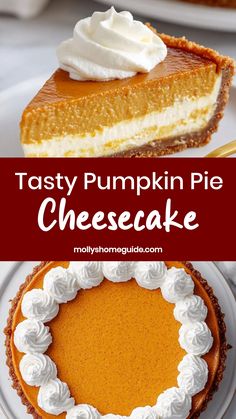 tasty pumpkin pie cheesecake with whipped cream on top