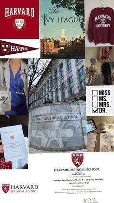 the harvard medical school logo is shown in this collage