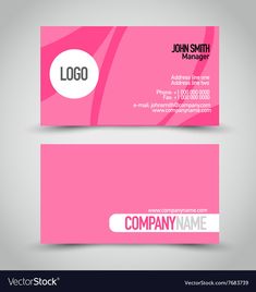 a pink business card with a rounded logo on the front and back side, which is also