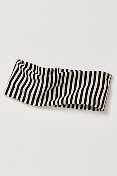 Sure to be a forever staple in your accessories collection, this soft headband is featured in a stunning striped design for goes-with-anything style from season to season. **Features:** Thick style, soft knit fabrication, stretchy design **Why We ❤ It:** The perfect piece for pulling it all back from the beach to barre class. | Super Wide Stripe Soft Headband by Free People in Black Free People Headband, Head Bands Aesthetic, Winter Headbands Outfit, Random Stuff To Buy, Cute Head Bands, Cloth Headbands, Thick Headband, Headband Knitted, Cute Hair Accessories