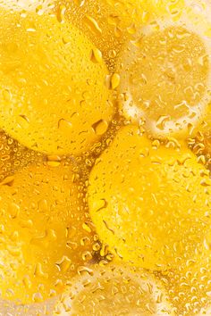 close up view of lemon slices with water droplets