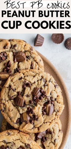 the best peanut butter chocolate chip cookies on a plate