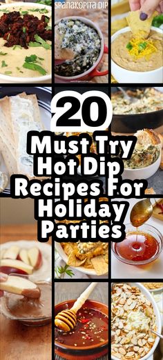 A collage image of hot dips for parties. The text overlay reads "20 hot dip recipes". The image represents hot dip ideas, warm dips, party dips warm, easy warm dips, warm dip recipes, warm appetizer dips, best hot dips, hot chip dips, best warm dips, easy warm dips recipes, hot appetizer dips, warm dips for parties, 
hot dips for parties appetizers, appetizer recipes,  Appetizer Dip Recipes Easy, Easy Savory Dip Recipes, Best Savory Dips, Easy Delicious Dip Recipes, Great Dips Recipes Warm Dip Appetizers, Best Hot Dips For Parties, Hot Dip Appetizers, Best Hot Dips, Warm Party Dips, Hot Dips For Parties, Easy Hot Dips, Easy Warm Dips, Holiday Dips And Appetizers