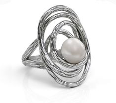 Showcasing a classic cultured freshwater pearl at the center of an organic setting, this cocktail ring brings a beautiful boost to any outfit. From Or Paz. Organic Design, Ring Size Guide, Cultured Pearls, Cocktail Ring, Cocktail Rings, Fresh Water, Freshwater Pearls, Jewelry Rings, Ring Size