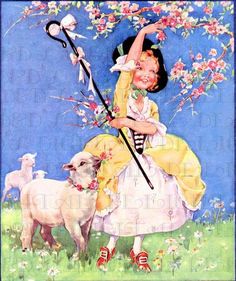 Little Bo Peep Costume, Fairy Vintage, Vintage Illustration Art, Easter Postcards, Vintage Fairy, Vintage Fairies