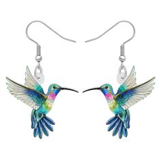 PRICES MAY VARY. Hummingbird Design Weight:2.06g Size:31mm x 30mm approximately 1.22"tall & 1.18"width Acrylic Two side pattern earrings ,safety, light weight,nickel free,not 3D BONSNY Design,All rights reserved.Each Pair earrings provide a BONSNY Brand Velvet bag Design and Produce by Bonsny Jewelry .BONSNY HAVE COPYRIGHTS. Two side same pattern,Light Weight Cute Hummingbird, Hummingbird Design, Hummingbird Earrings, Blue Cute, Earring Patterns, Bag Design, Velvet Bag, Designer Jewelry, Women Girl