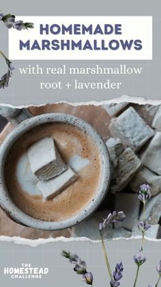 homemade marshmallows with real marshmallow root and lavender