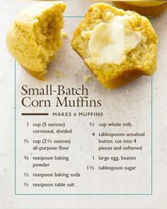 a recipe for small batch corn muffins