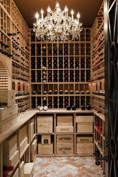 a wine cellar with lots of bottles in it