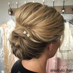 Wedding Updos For Long Hair Mother Of The Bride, Updo Mother Of The Bride, Mother Of Bride Updo With Bangs, Mother Of The Bride Hairstyles Updo Mom Low Buns, Mom Wedding Hair, Loose Updo Wedding Mother Of The Bride, Mother Of The Bride Hair Front View, Mother Of The Bride Hairdos