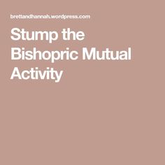 the words stump the bishopicic ritual activity are in white letters on a brown background