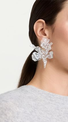 Lele Sadoughi Paper Lily Earrings | Shopbop Paper Lily, Lily Earrings, Fringed Belt, Ivory Earrings, Lele Sadoughi, Lipstick Bag, Chain Strap Bag, Lace Earrings, Lace Print