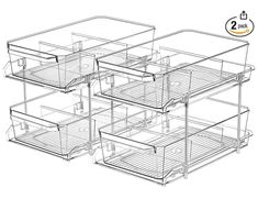 four clear drawers are stacked on top of each other