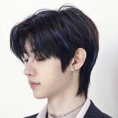 Sunghoon Hairstyle, Midnight Blue Hair Men, Enhypen Hairstyle, Sunghoon Long Hair, Sunghoon Blue Icon, Sunghoon Mullet, Sunghoon Hair, Sunghoon Blue, Blue Hair Boy