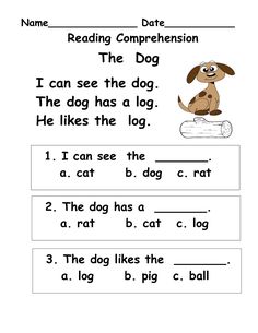 worksheet for reading the dog