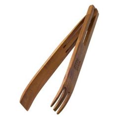 a pair of wooden forks sitting on top of each other