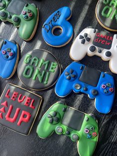 decorated cookies with video game controllers on them