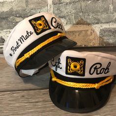 Nautical Captain's Hat Gift for Bachelor Party Captain | Etsy Nautical Cap For Boating, Nautical Style Cap For Boating, Adjustable Sailor Style Cap, Adjustable Sailor Cap, White Nautical Cap, Nauti Bride, Captain's Hat, Brides Mate, Nautical Bachelorette