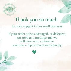 thank you so much for your support in our small business