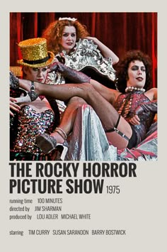 the rocky horror picture show poster with three women sitting on a couch and one is holding a guitar