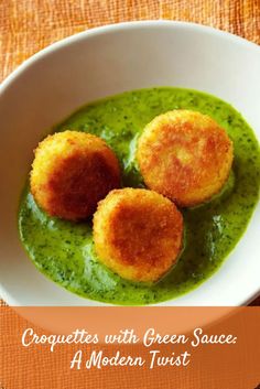 Crispy croquettes served with a refreshing green sauce, combining traditional Italian flavors with a modern presentation for party snacks. Easy Finger Foods, Italian Recipes Appetizers, Italian Appetizer, Italian Antipasto, Vegetarian Italian